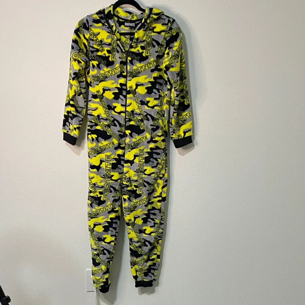 Fortnite One Piece Pajamas Onesie Long Sleeve Zip Up Sleepwear Loungewear
